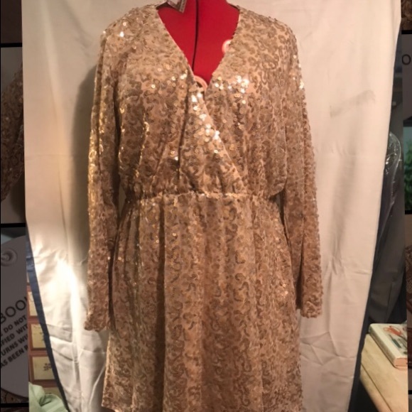 plus sequin wrap skater dress